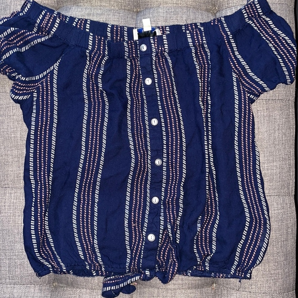 Rope striped Strapless shirt